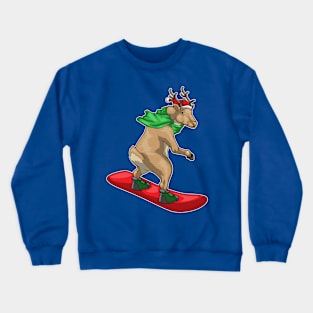 Reindeer Christmas Snowboard Crewneck Sweatshirt